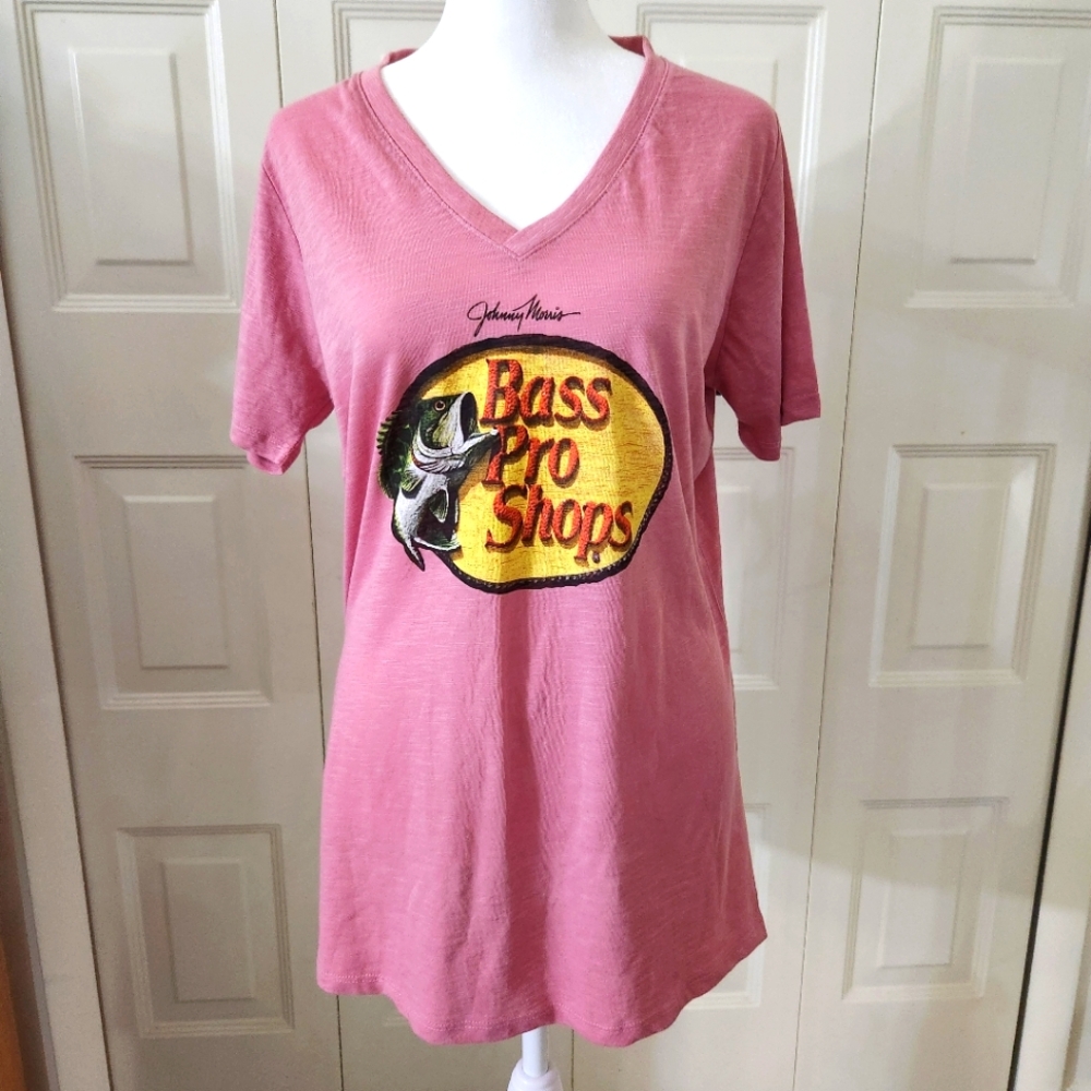 New Bass Pro Woman’s Cotton SS Pink Tee T Shirt XL